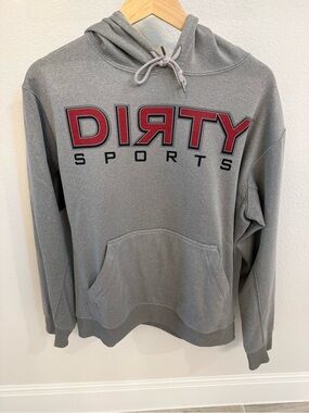 Men's Gray Pullover Hoodie with Red Logo